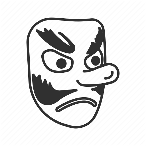 512x512 angry mask, emoji, japanese goblin, japanese mask, mask, mustache - Japanese Mask Drawing