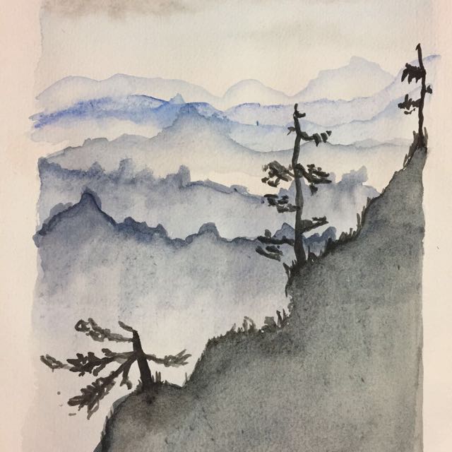 640x640 Japanese Mountain Scene - Japanese Mountain Drawing