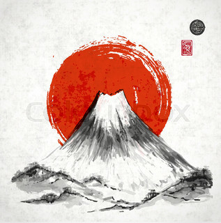 317x320 Mountains, Hand Drawn With Ink In Stock Vector Colourbox - Japanese Mountain Drawing