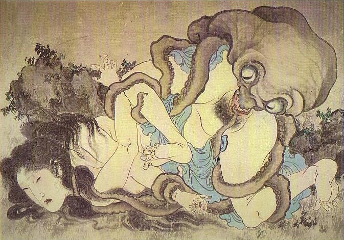 673x471 Japanese Shunga Painting Inspired - Japanese Octopus Drawing