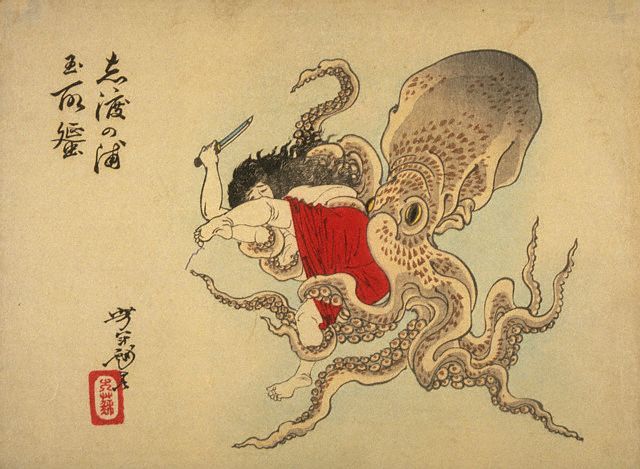 640x469 oriental octopus octopus' garden, in the shade art, japanese - Japanese Octopus Drawing
