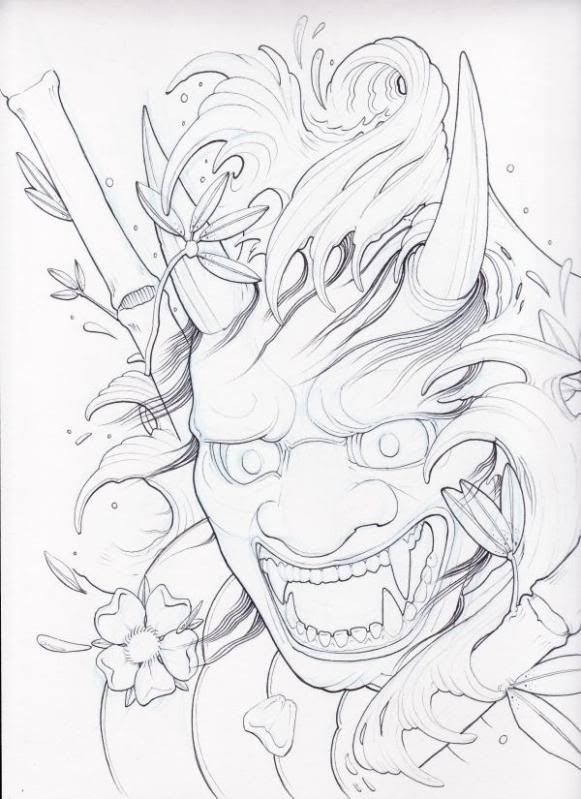 Japanese Oni Mask Drawing at PaintingValley.com | Explore collection of ...