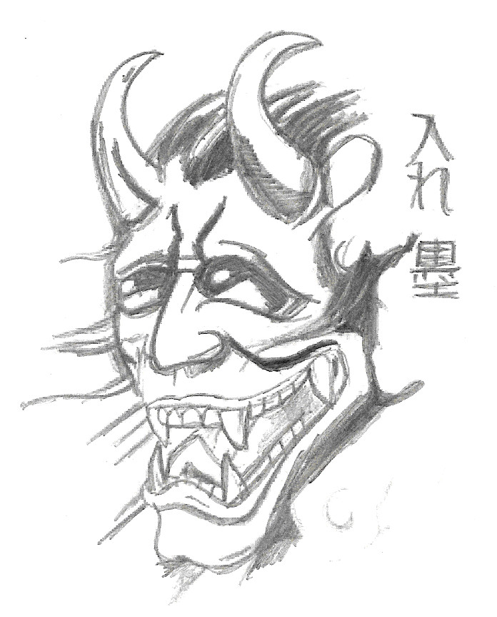 696x863 Huge Collection Of 'japanese Demon Drawing' Download More Than - Japanese Oni Mask Drawing