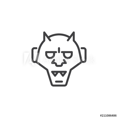 500x500 japanese hannya outline icon linear style sign for mobile concept - Japanese Oni Mask Drawing