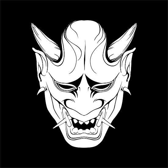 550x550 hannya sketch - Japanese Oni Mask Drawing