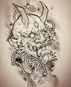 Japanese Oni Mask Drawing at PaintingValley.com | Explore collection of ...