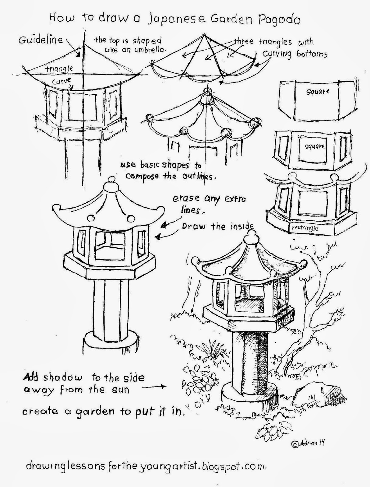 1215x1600 How To Draw Worksheets For The Young Artist How To Draw - Japanese Pagoda Drawing