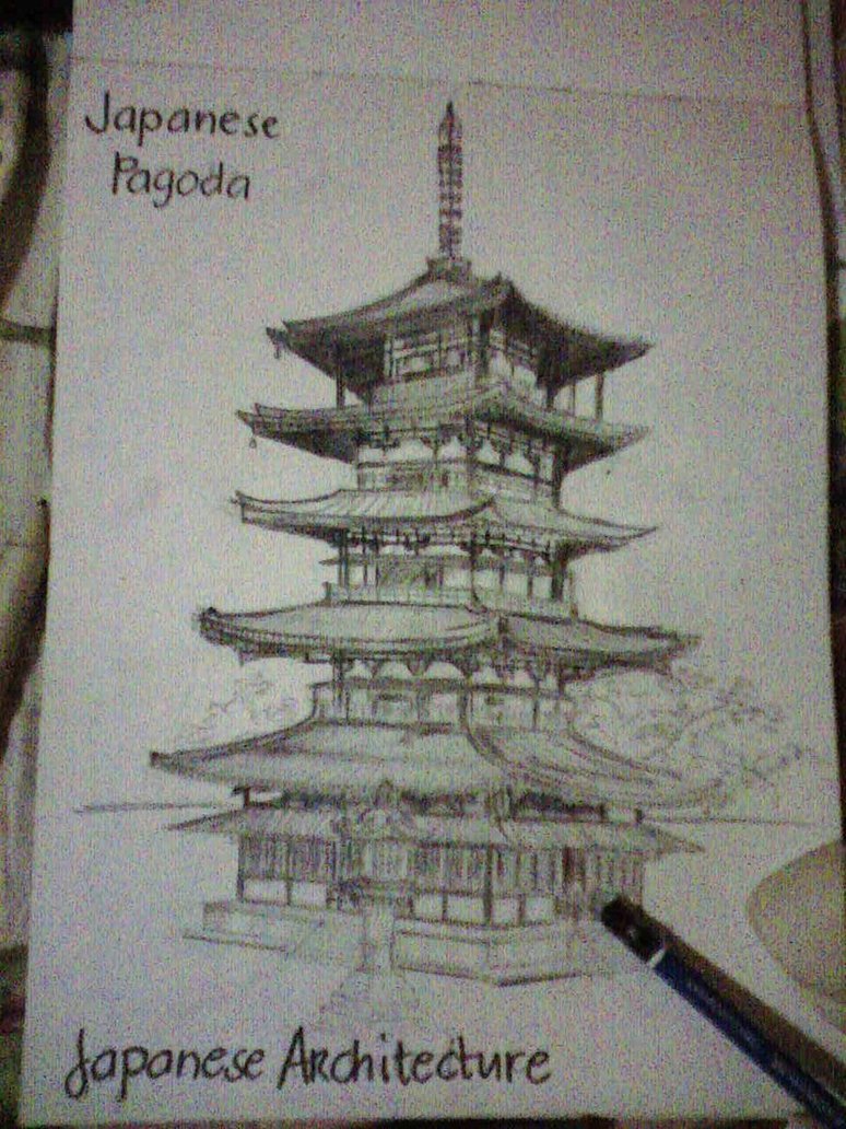 774x1032 japanese pagoda drawing at com free for personal us on temple - Japanese Pagoda Drawing
