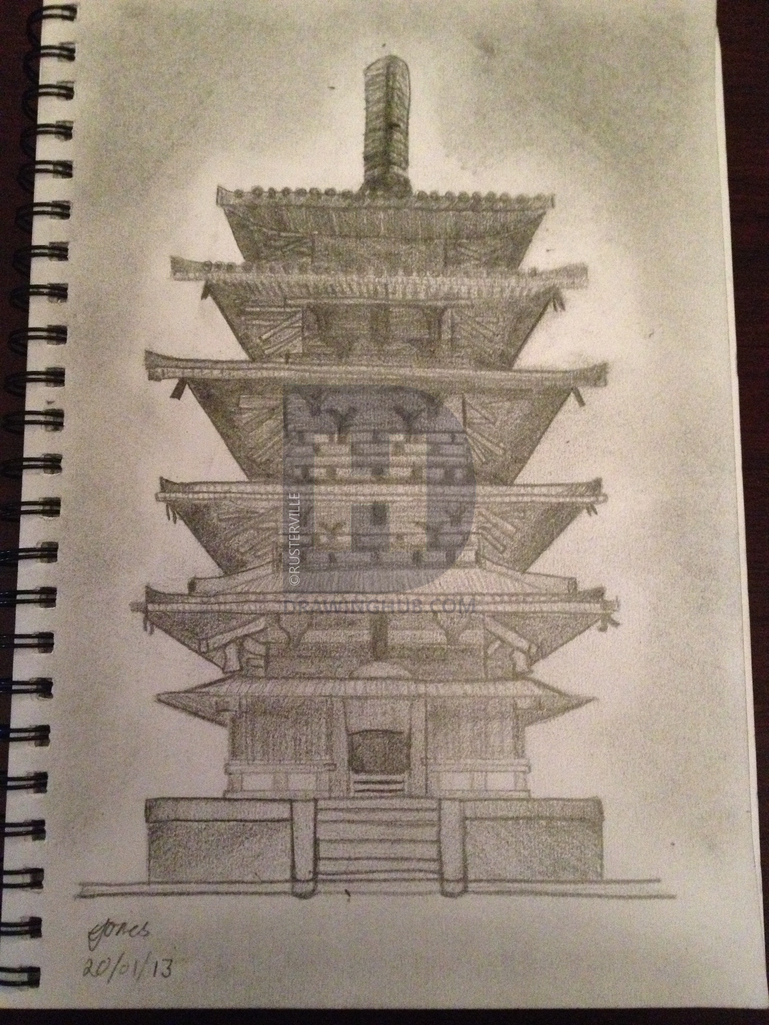 2448x3264 japanese pagoda drawing - Japanese Pagoda Drawing