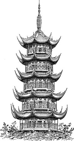 236x450 Best Pagodas Images Chinese Art, Draw, India Ink - Japanese Pagoda Drawing