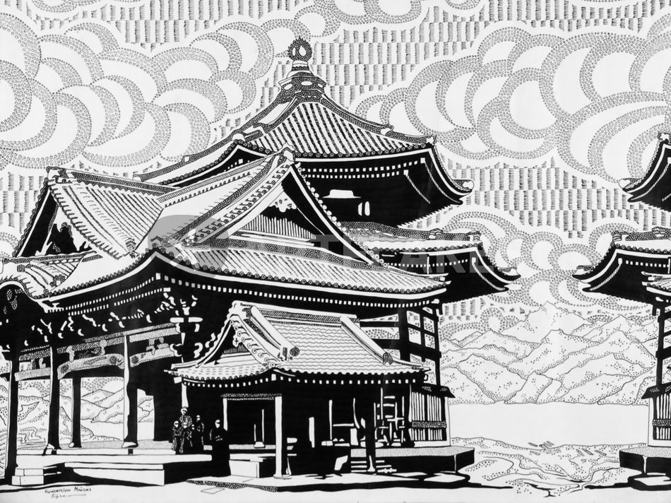 950x712 The Pagoda Drawing Art Prints And Posters - Japanese Pagoda Drawing. 