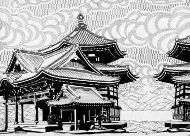 375x268 the pagoda drawing - Japanese Pagoda Drawing