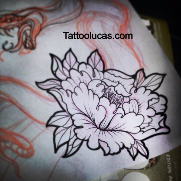 612x612 Japanese Peony Flower Tattoo Beautiful Chest Design Idea For Men - Japanese Peony Drawing