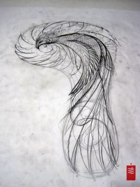 450x600 Japanese Phoenix Tattoo Design - Japanese Phoenix Drawing