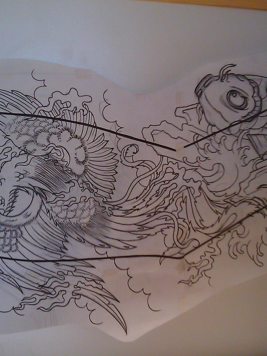 900x1200 Japanese Phoenix Full Sleeve - Japanese Phoenix Drawing