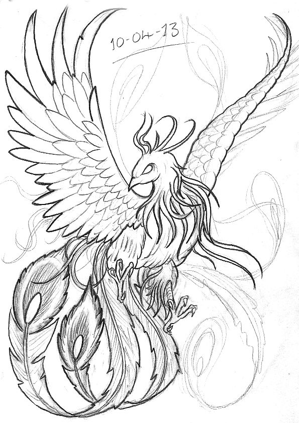 595x842 Japanese Phoenix Drawing - Japanese Phoenix Drawing
