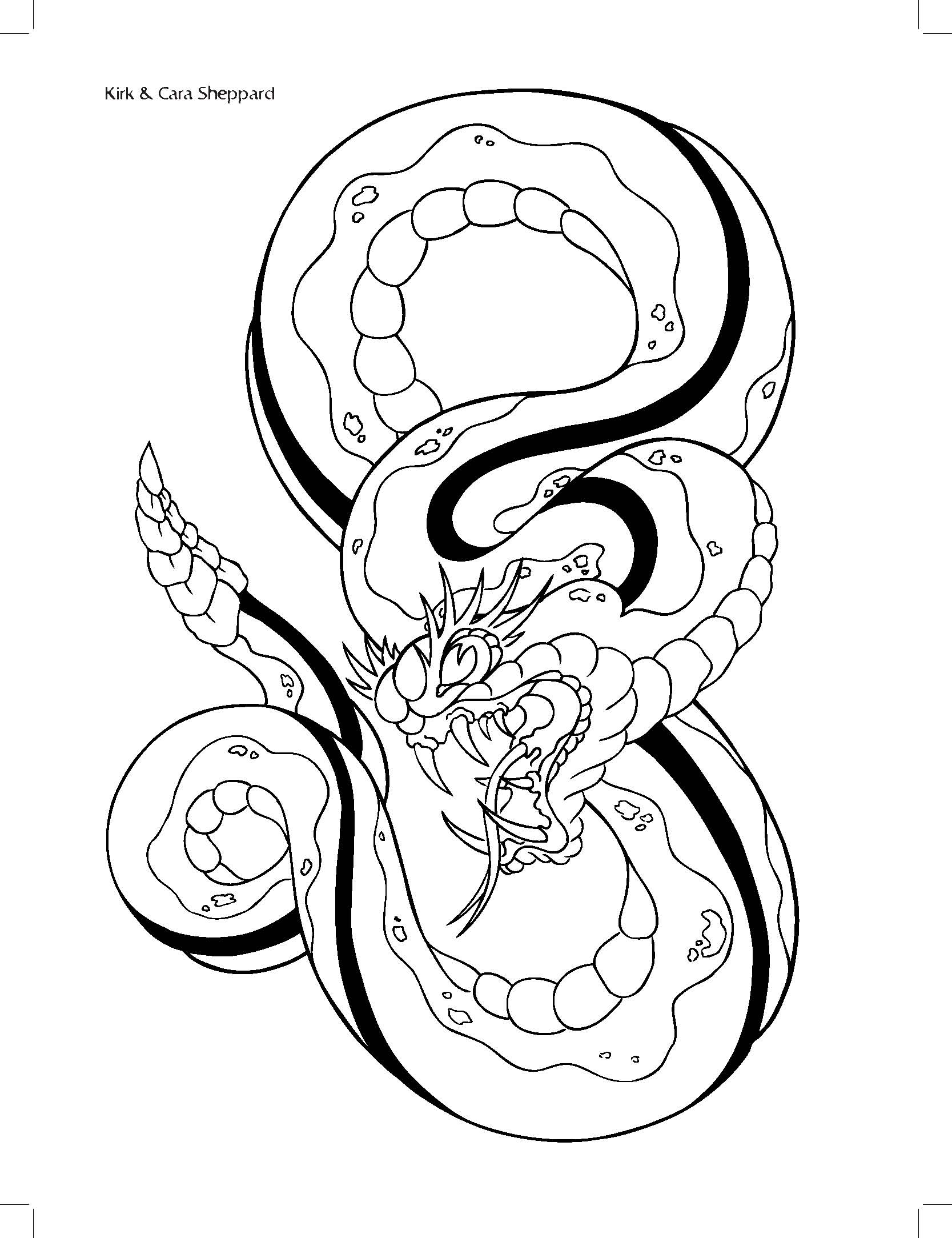 1667x2167 Drawn Snake Traditional - Japanese Snake Drawing