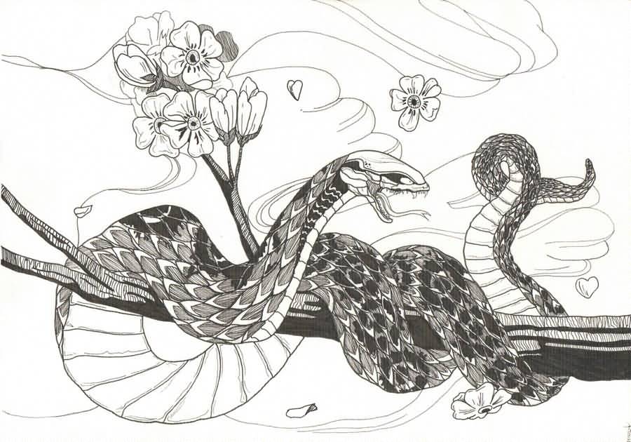 900x630 Inpiring Japanese Snake Tattoo Awesome - Japanese Snake Drawing