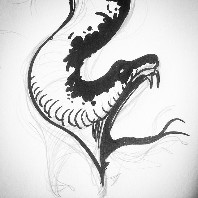 640x640 Late Night Sketching - Japanese Snake Drawing