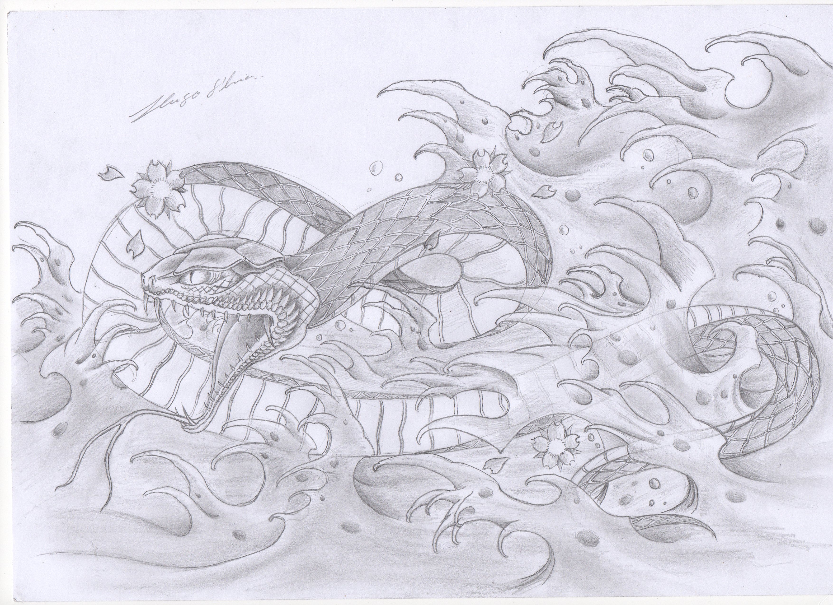 3509x2550 Traditional Japanese Snake Style Draw The Sigil Of Baphomet - Japanese Snake Drawing