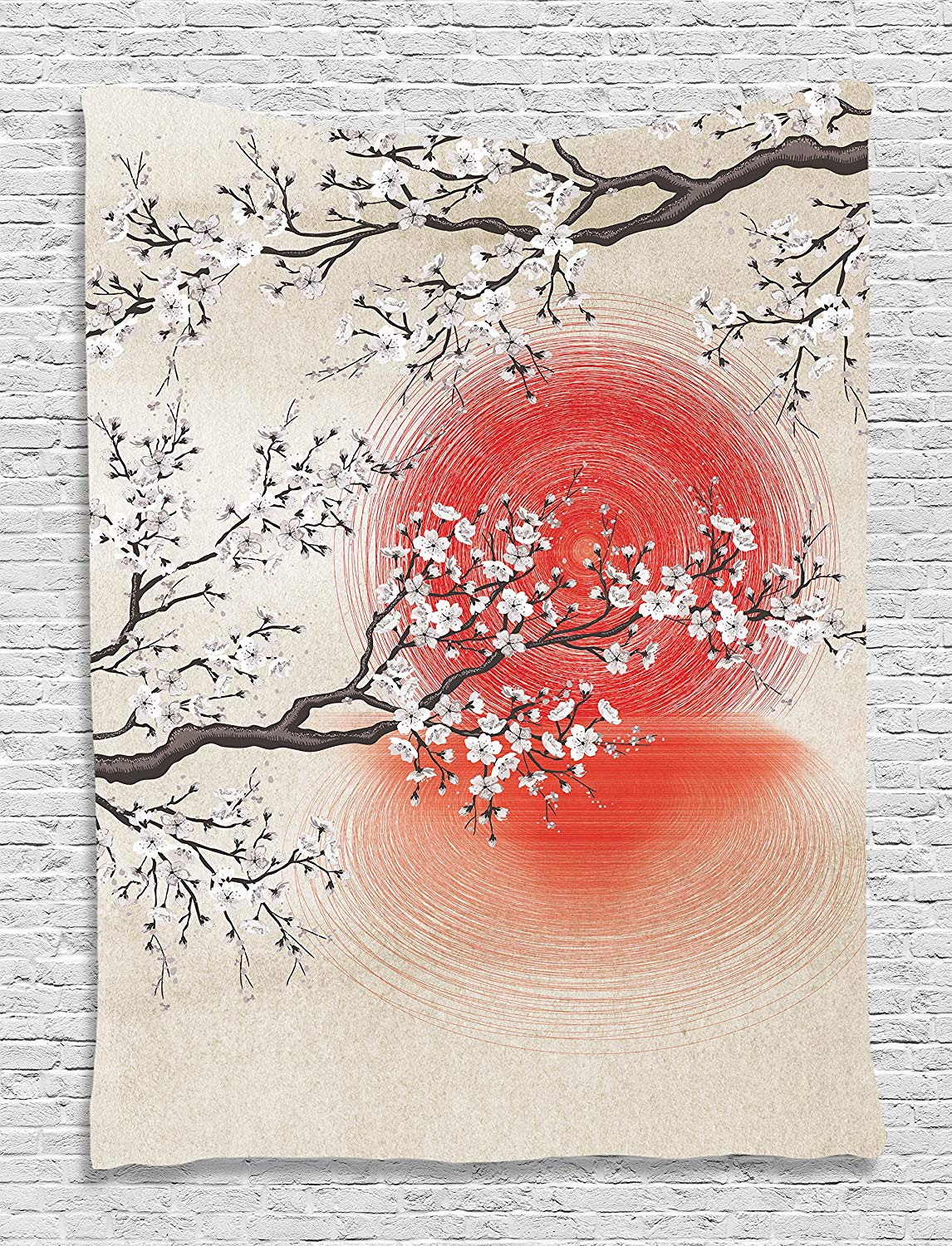 1146x1500 Ambesonne Cherry Blossom Sakura Branches Japanese Sun - Japanese Sun Drawing