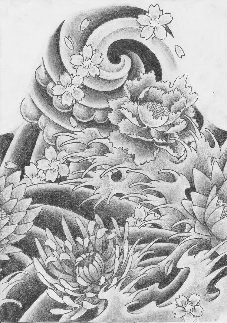 750x1064 Japanese Wave Drawing Traditional Japanese Tattoo - Japanese Tattoo Drawing