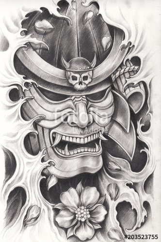 332x500 art design samurai samurai japanese tattoo hand pencil drawing - Japanese Tattoo Drawing
