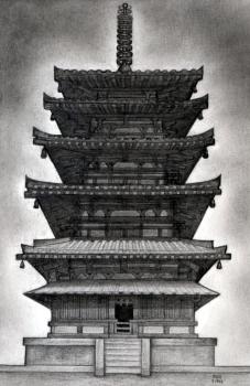 227x350 how to draw a pagoda, japanese pagoda, step - Japanese Temple Drawing