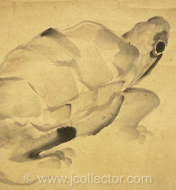 604x650 Japanese Scroll Painting, Turtle - Japanese Turtle Drawing