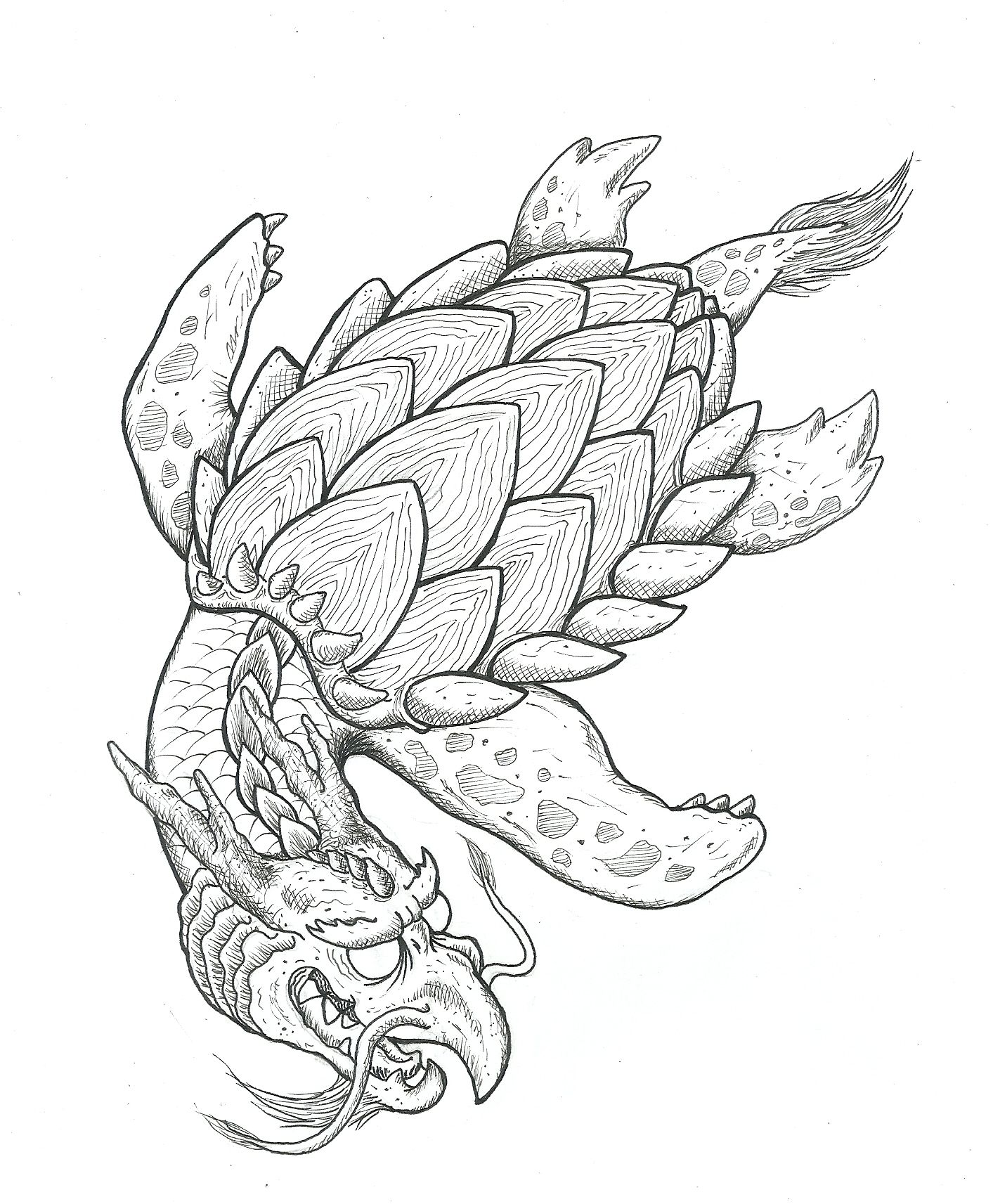 1413x1713 Japanese Dragon Turtle Tattoo Concept Sketch Japanese Tattoo - Japanese Turtle Drawing