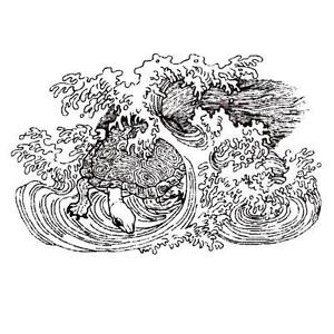 300x300 Minogame Sea Turtle In Waves Unmounted Rubber St Japanese - Japanese Turtle Drawing