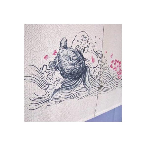 600x600 Noren - Japanese Turtle Drawing