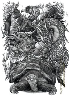 235x333 best minogame images turtles, irezumi, sea turtles - Japanese Turtle Drawing