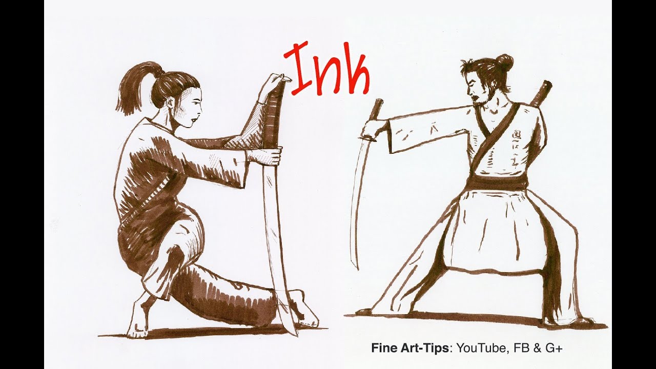 1280x720 How To Draw A Japanese Warrior With Brush Pen - Japanese Warrior Drawing