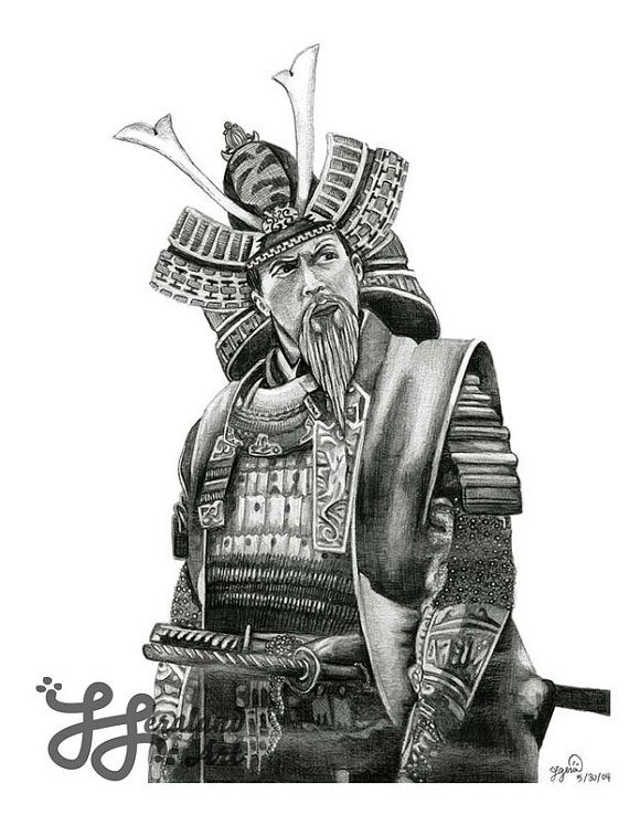 570x738 Samurai Drawing Modern For Free Download - Japanese Warrior Drawing