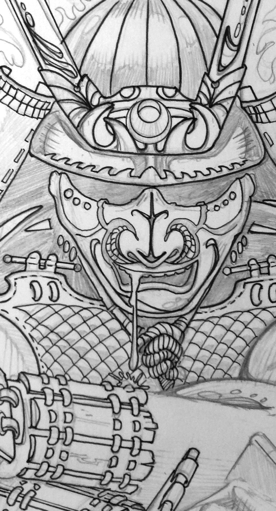 540x1000 collaboration! two samurai - Japanese Warrior Drawing