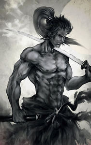 188x300 Framed Print - Japanese Warrior Drawing