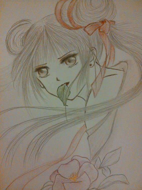 570x760 Japanese Anime Manga Style Water Color Pencil Drawing Etsy - Japanese Water Drawing