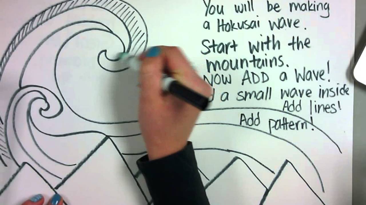 1280x720 hokusai wave drawing - Japanese Wave Drawing