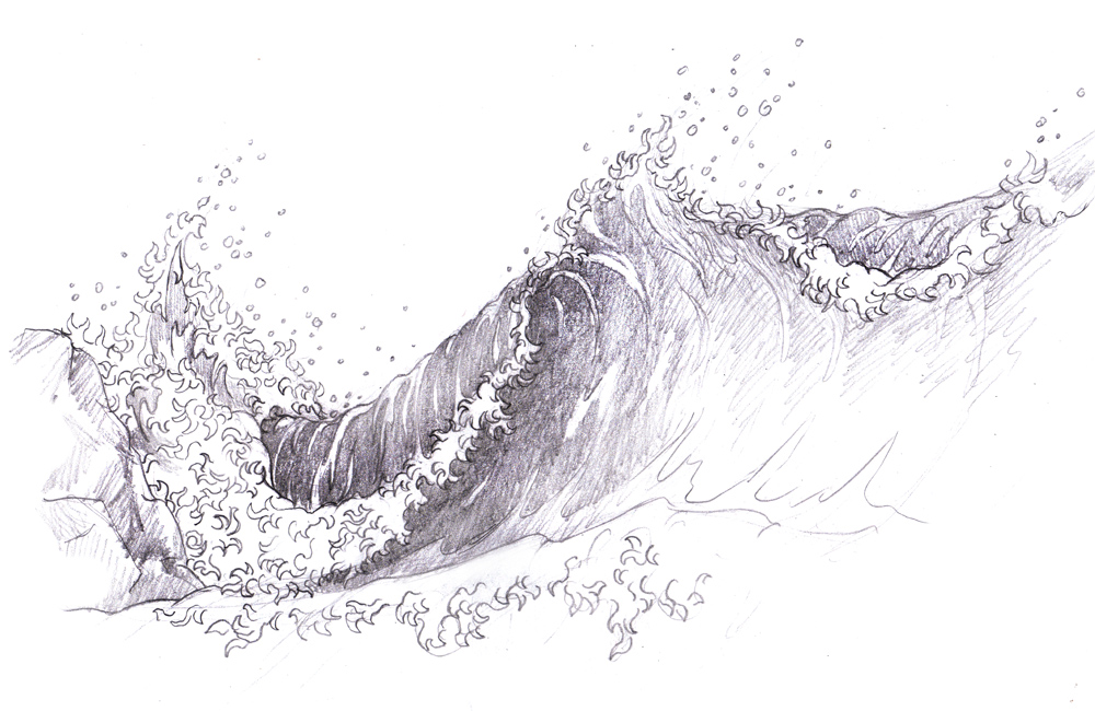 Вода в графике рисунок. Волны карандашом. Море набросок. Волны набросок. Море зарисовки.