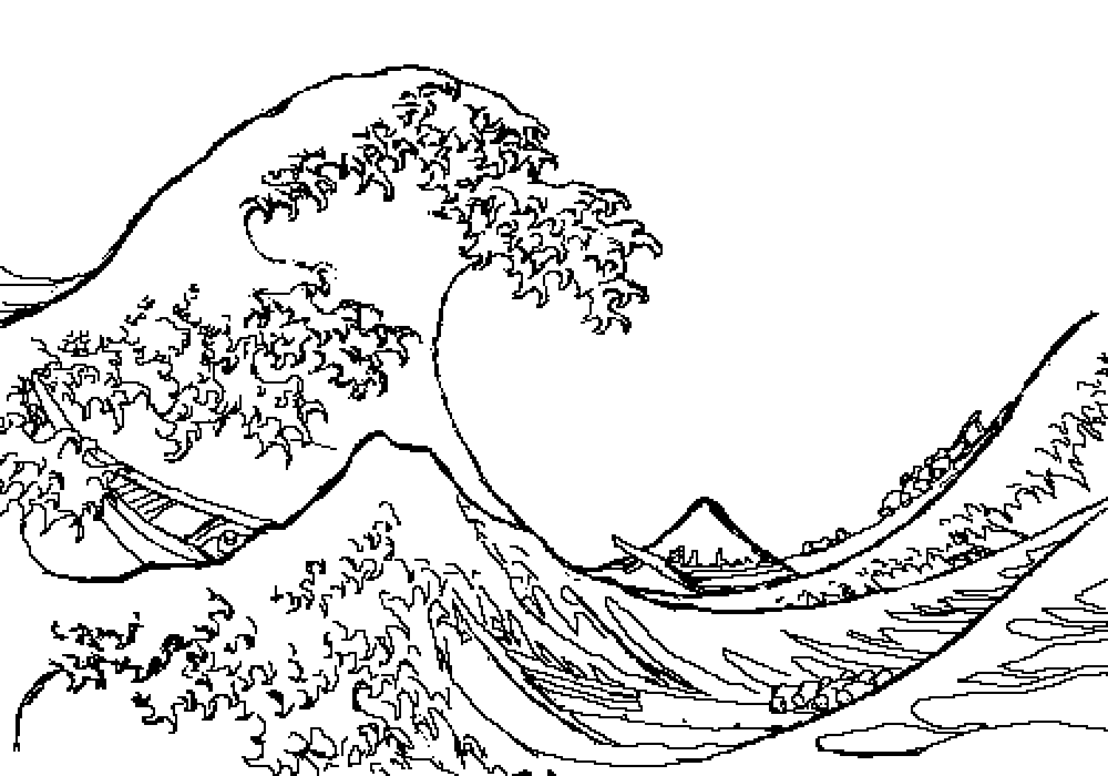 1000x700 Pixilart - Japanese Wave Drawing