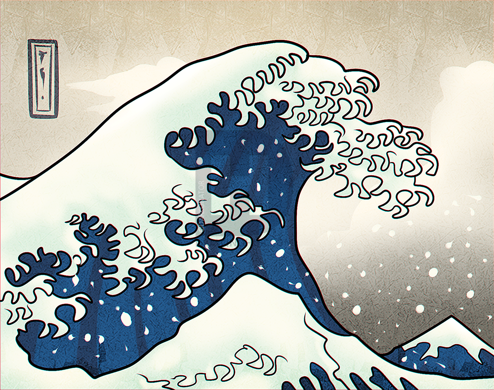 1000x790 The Great Wave Drawing Lesson, Step - Japanese Wave Drawing