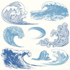 236x236 Collection Of Waves In Different Techniques Be The Artist Art - Japanese Wave Drawing