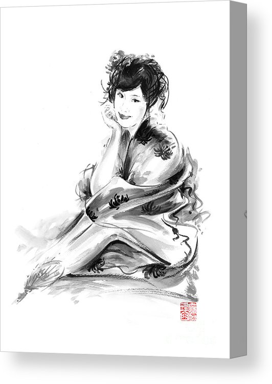 532x750 geisha geiko maiko young girl kimono japanese japan woman sumi e - Japanese Woman Drawing