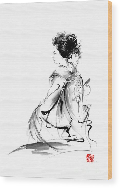 467x732 geisha japanese woman in tokyo kimono original japan painting art - Japanese Woman Drawing