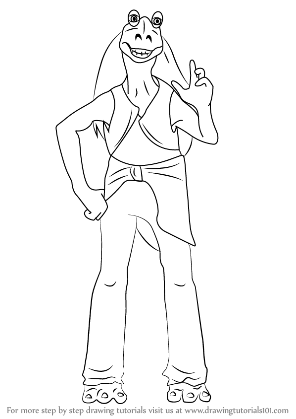 598x844 learn how to draw jar jar binks from star wars - Jar Drawing