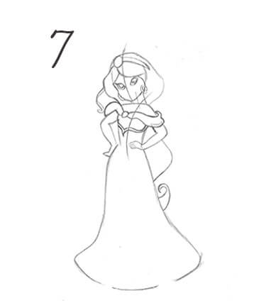 358x434 Princess Jasmine Drawing Tutorial Step - Jasmine Drawing