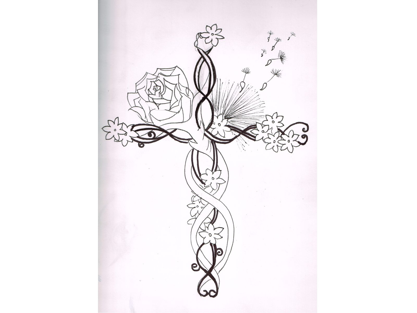 1600x1200 Cross With Flowers Drawing I Like The Jasmine Flowers - Jasmine Flower Drawing