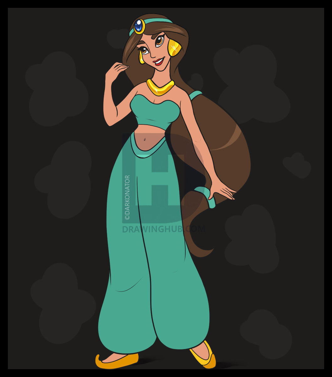 1057x1200 How To Draw Princess Jasmine, Step - Jasmine Princess Drawing