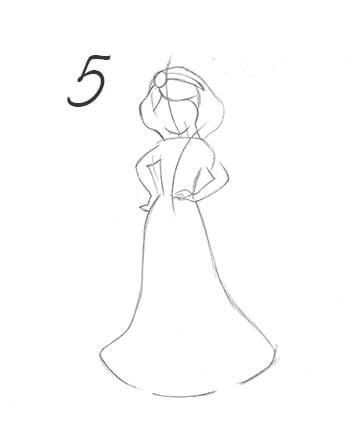358x434 Princess Jasmine Drawing Tutorial Step - Jasmine Princess Drawing
